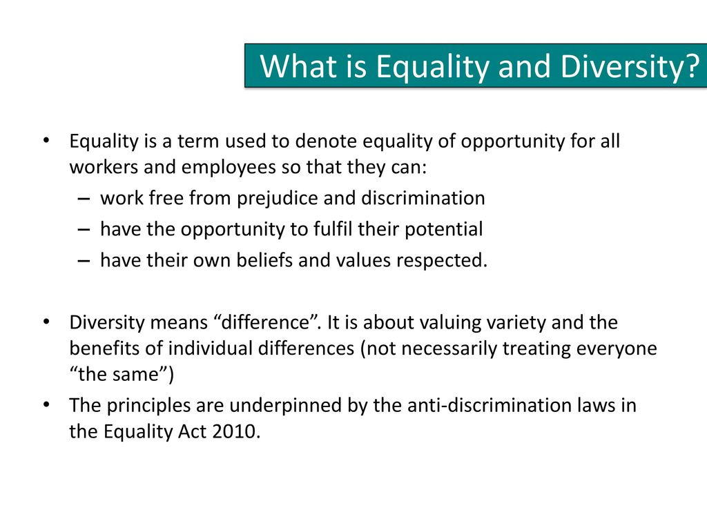 explain what is meant by diversity equality inclusion discrimination