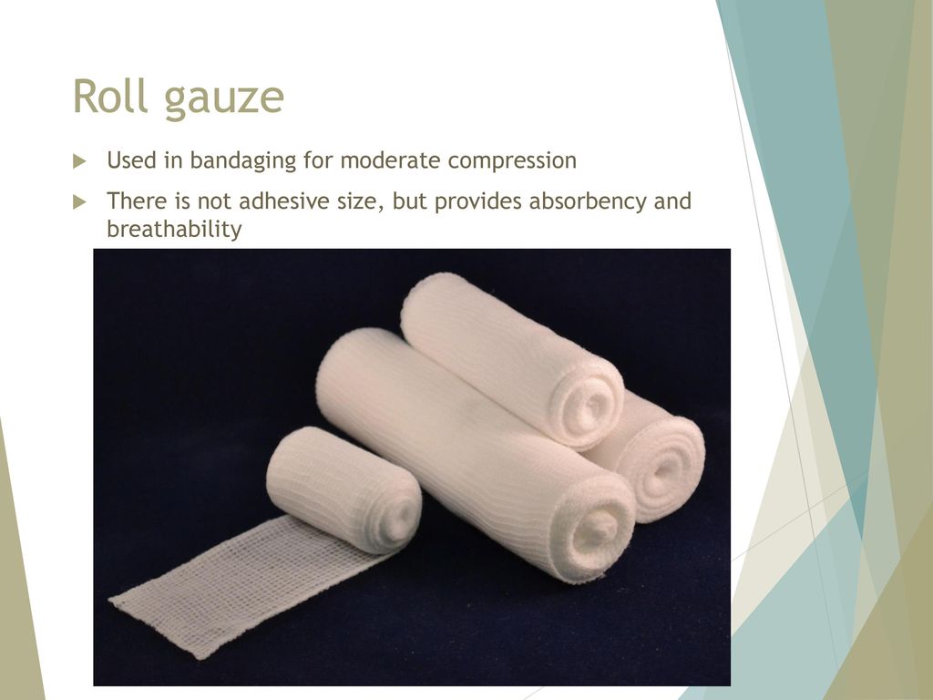 Roll gauze Used in bandaging for moderate compression