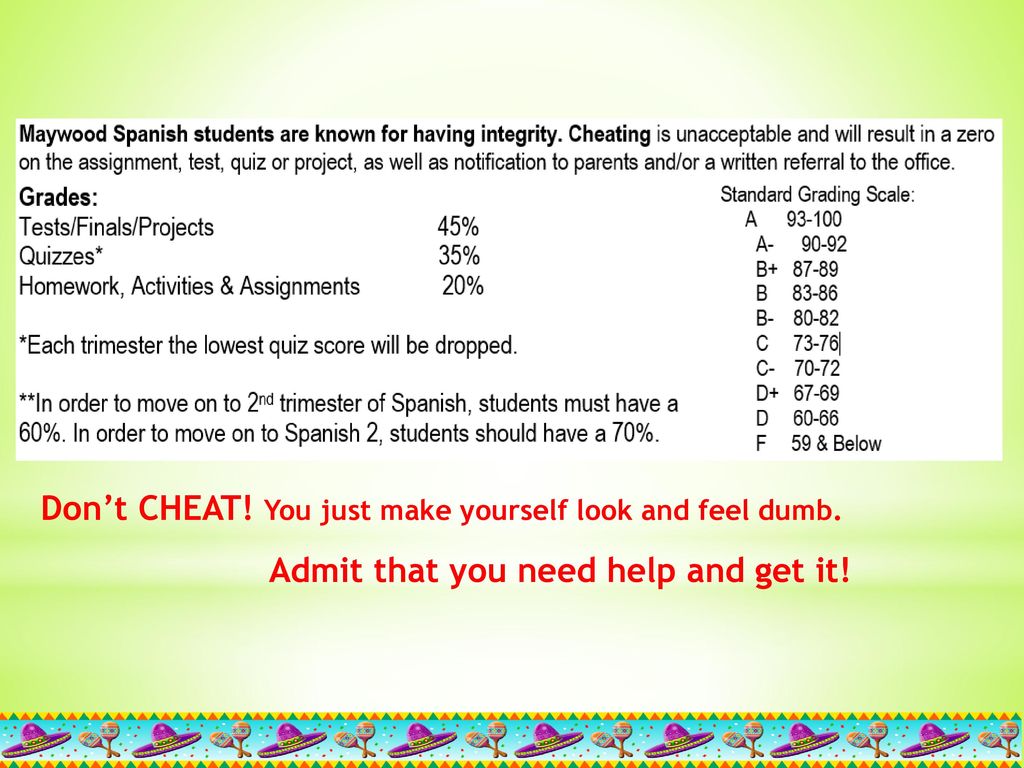 Don’t CHEAT! You just make yourself look and feel dumb.