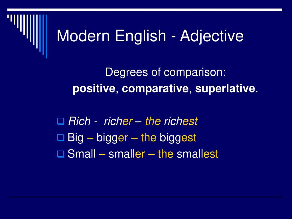 Comparative rich. Degrees of Comparison positive Comparative Superlative. Old English adjectives. Degrees of Comparison of adjectives in old English. Positive Comparative Superlative.