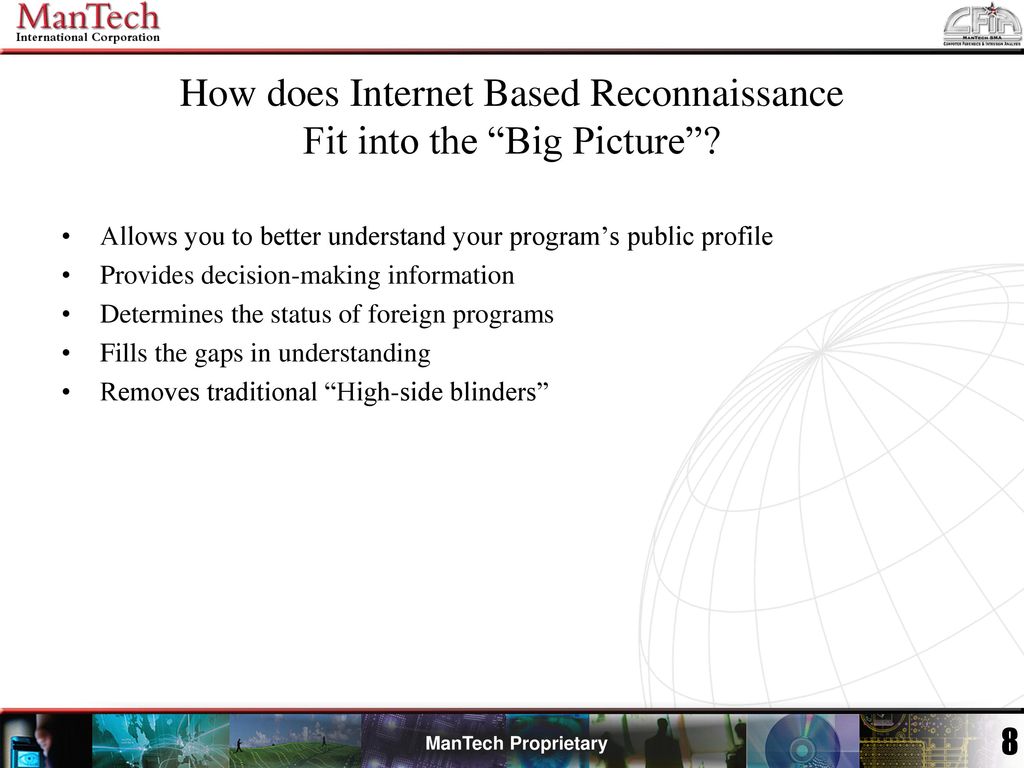 How does Internet Based Reconnaissance Fit into the Big Picture
