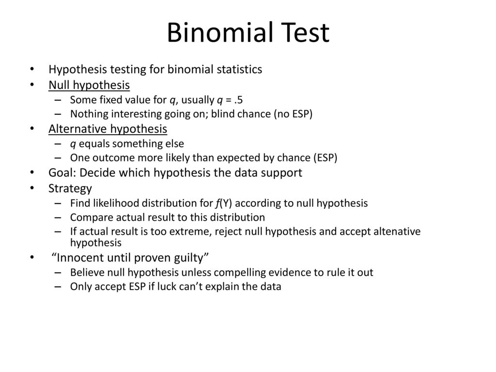 Binomial Test Hypothesis testing for binomial statistics