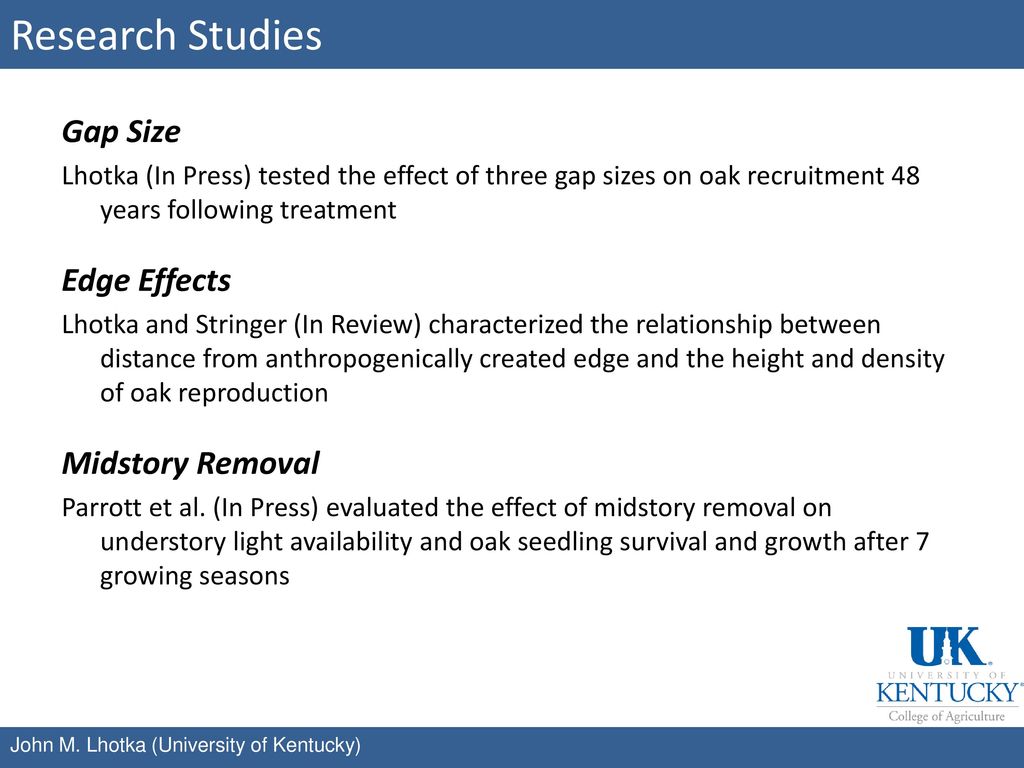 Research Studies Gap Size Edge Effects Midstory Removal