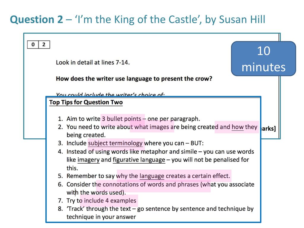 GCSE English Language : Analysis- Tips 'I'm the King of the Castle