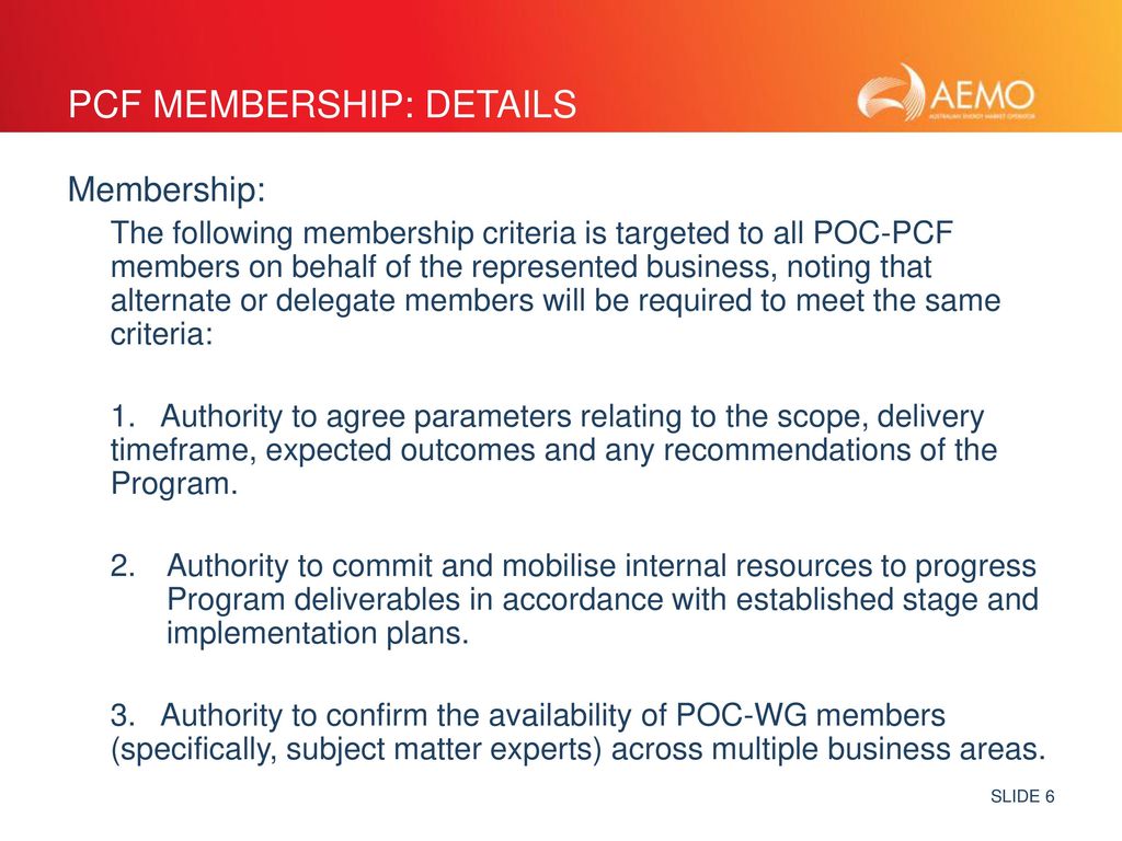 PCF Membership: Details
