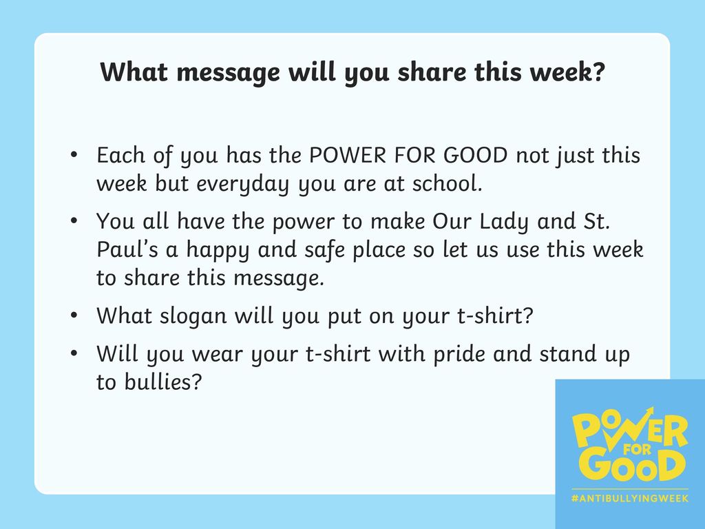 What message will you share this week