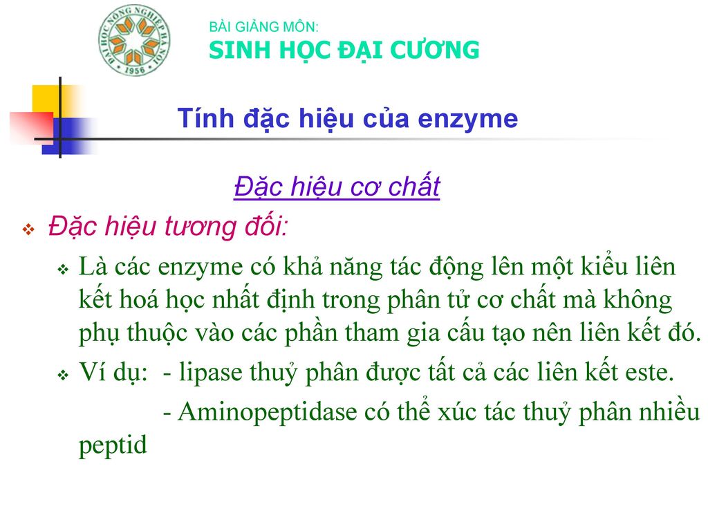 Tính đặc hiệu của enzyme