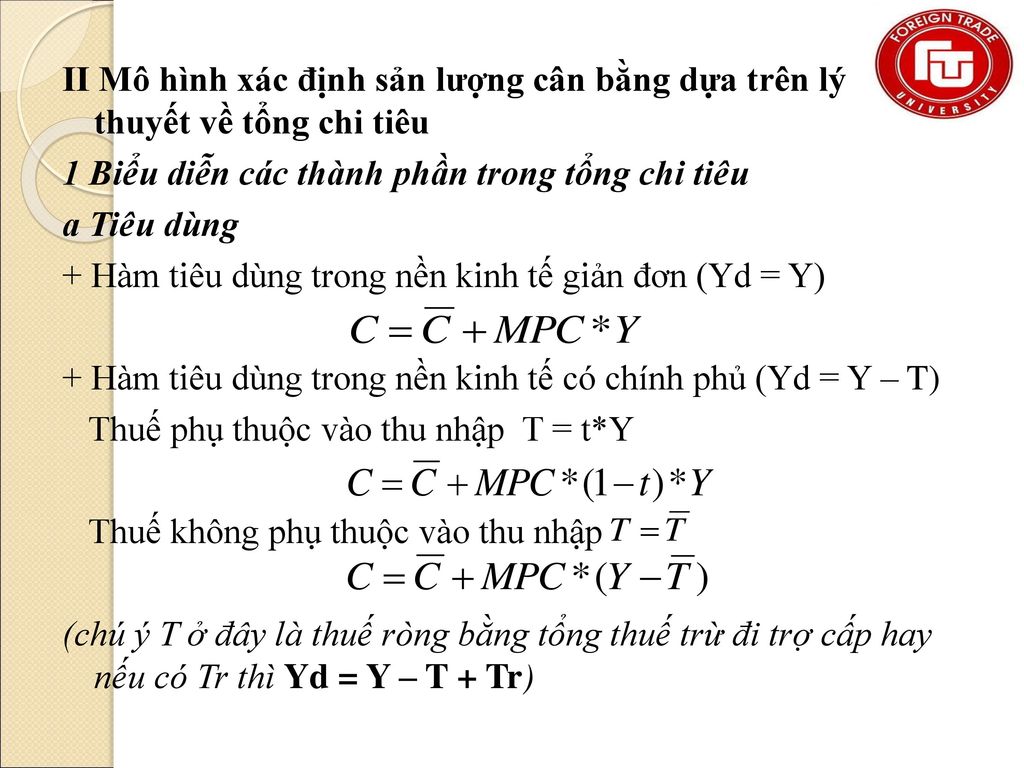 Phân tích tổng cầu trong mô hình kinh tế giản đơn tổng cầu trong nền kinh  tế