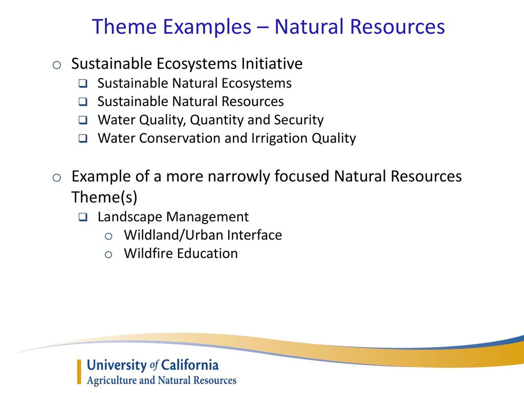 Theme Examples – Natural Resources