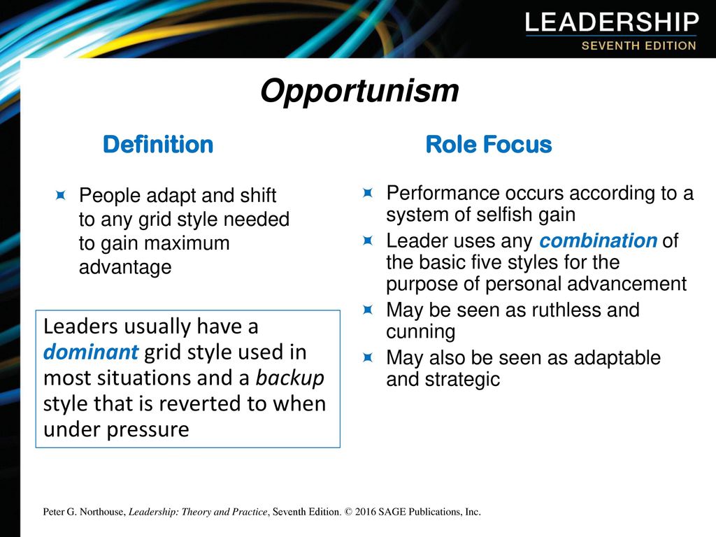 Opportunism Definition Role Focus