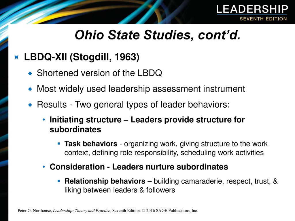 Ohio State Studies, cont’d.
