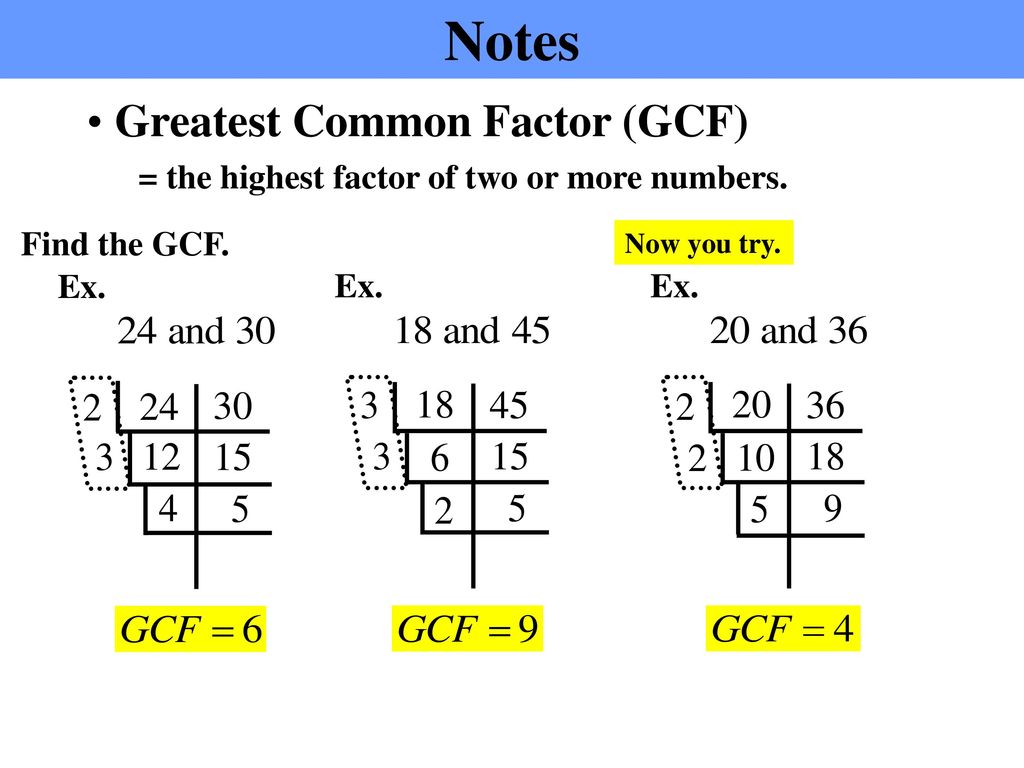 Notes Greatest Common Factor (GCF)