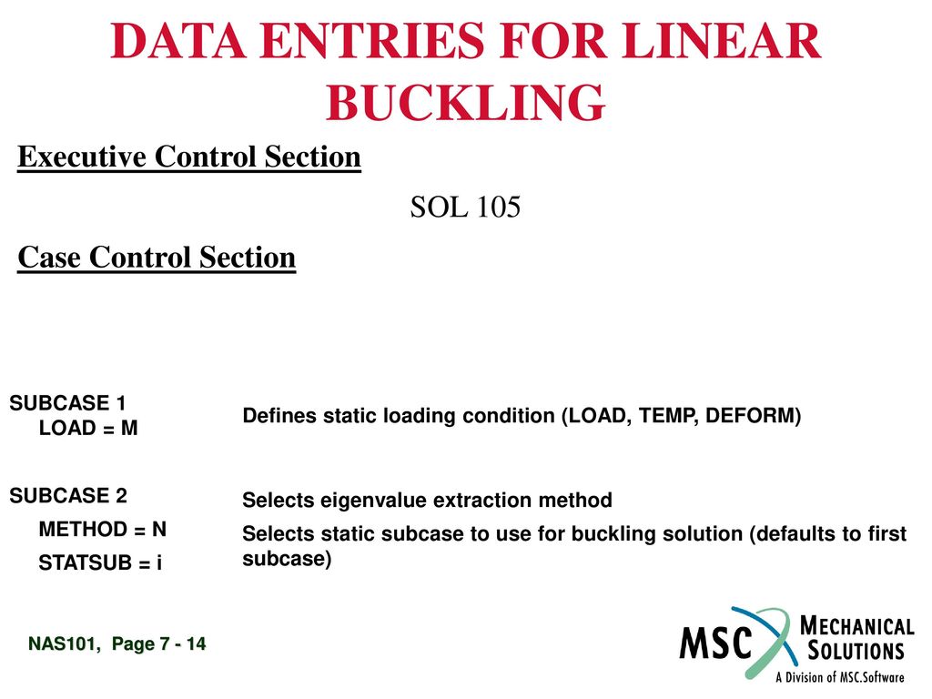 DATA ENTRIES FOR LINEAR BUCKLING