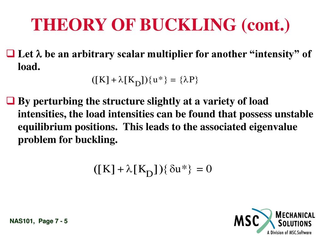 THEORY OF BUCKLING (cont.)