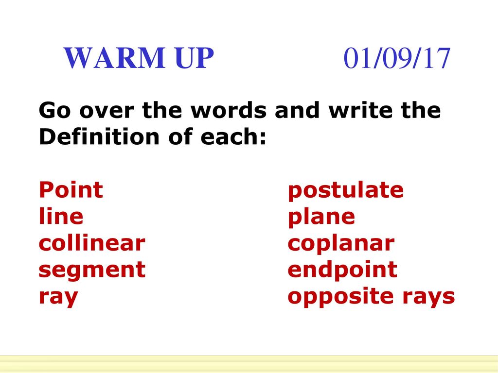 Warm Up 01 09 17 Go Over The Words And Write The Definition Of Each Ppt Download Warm Up 01 09 17 Go Over The Words And Write The Definition Of Each Ppt Download