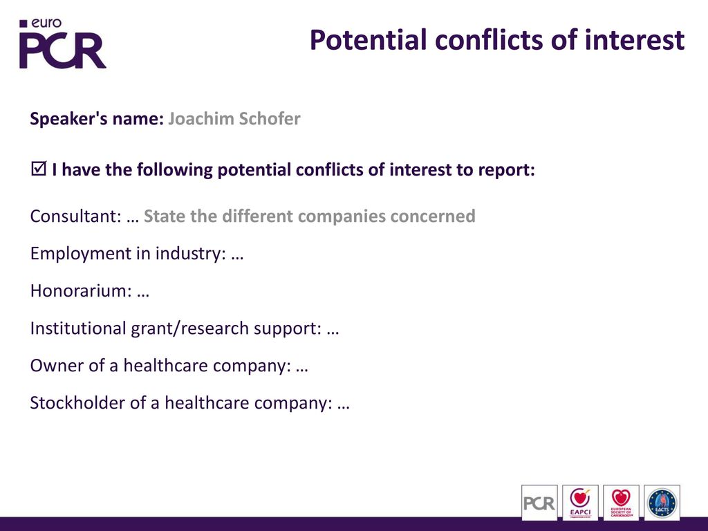 Potential conflicts of interest