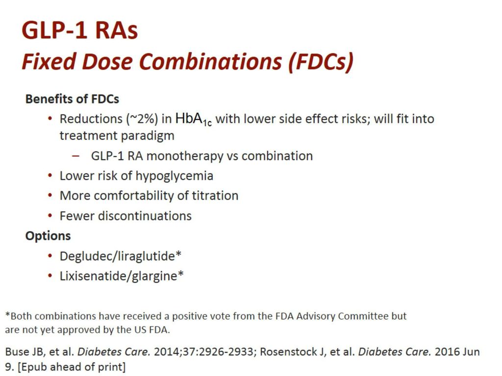 GLP-1 RAs Fixed Dose Combinations (FDCs)