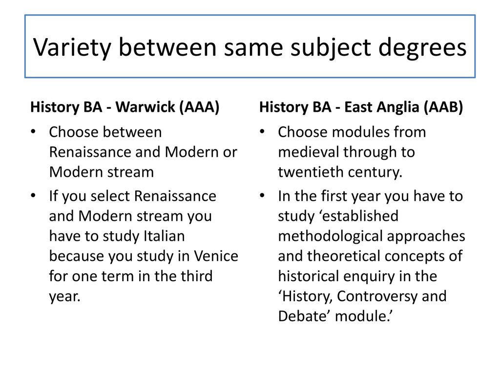 Variety between same subject degrees