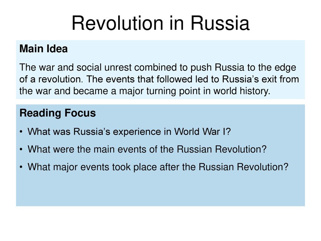 Revolution In Russia Main Idea Reading Focus Ppt Download - 