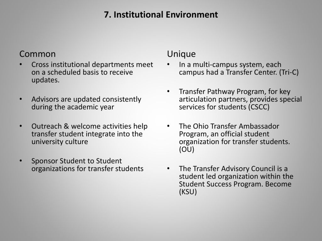 7. Institutional Environment