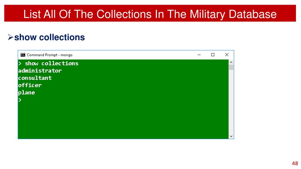 List All Of The Collections In The Military Database