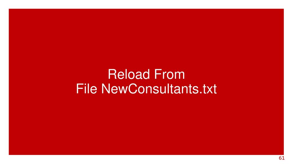 Reload From File NewConsultants.txt