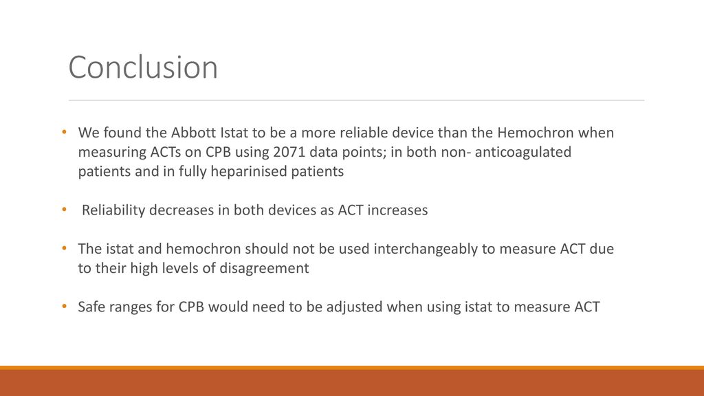 Performance evaluation Hemochron Junior and i stat ACT devices during