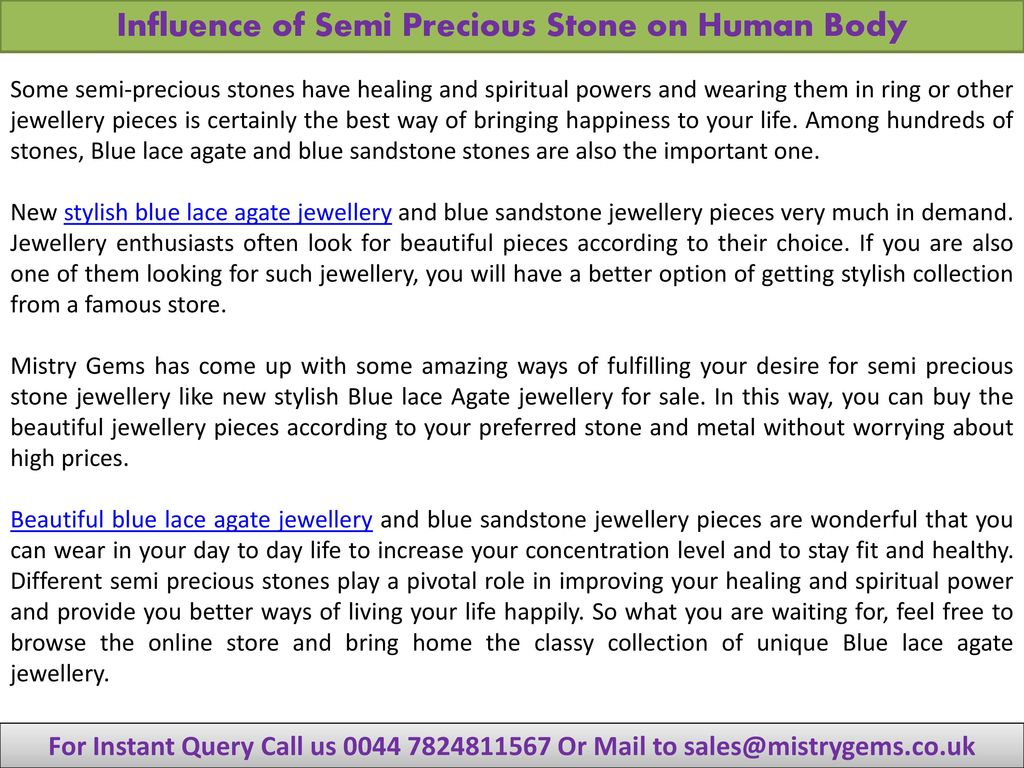 Influence of Semi Precious Stone on Human Body