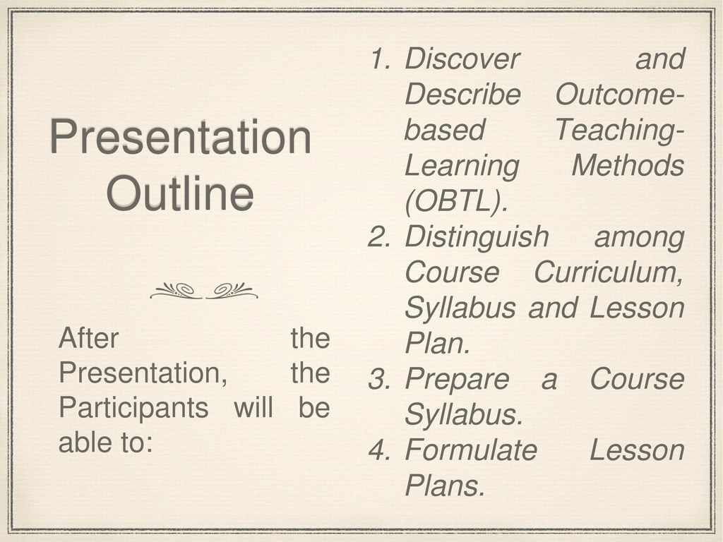 Preparing Outcome Based Course Syllabus Lesson Plan Ppt Download Preparing Outcome Based Course Syllabus Lesson Plan Ppt Download