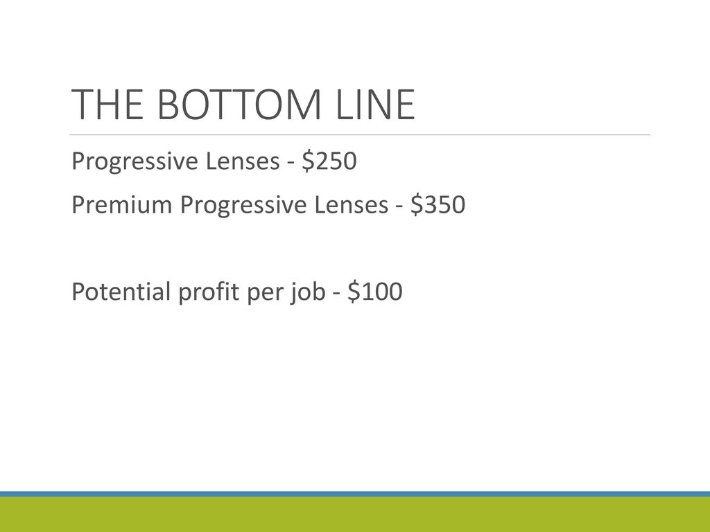 THE BOTTOM LINE Progressive Lenses - $250