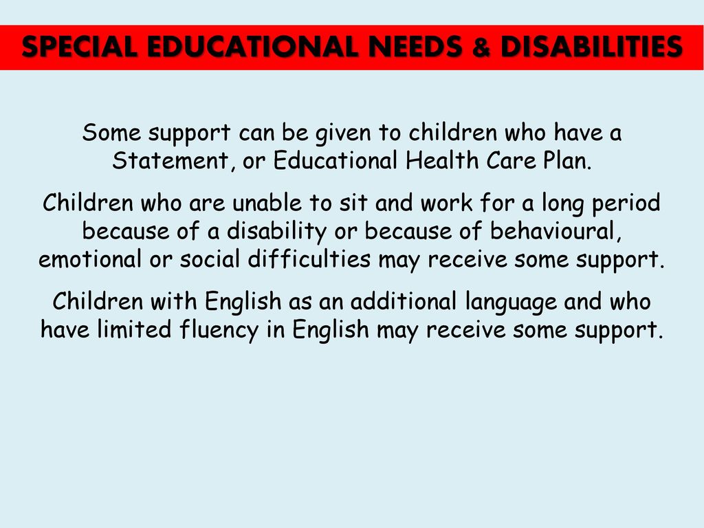 SPECIAL EDUCATIONAL NEEDS & DISABILITIES