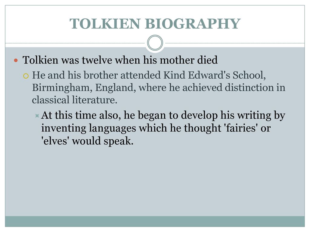 A Brief Introduction to J.R.R. Tolkien & The Hobbit - ppt download