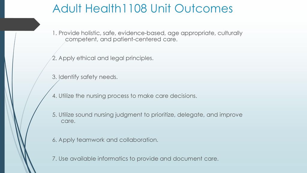 Adult Health1108 Unit Outcomes