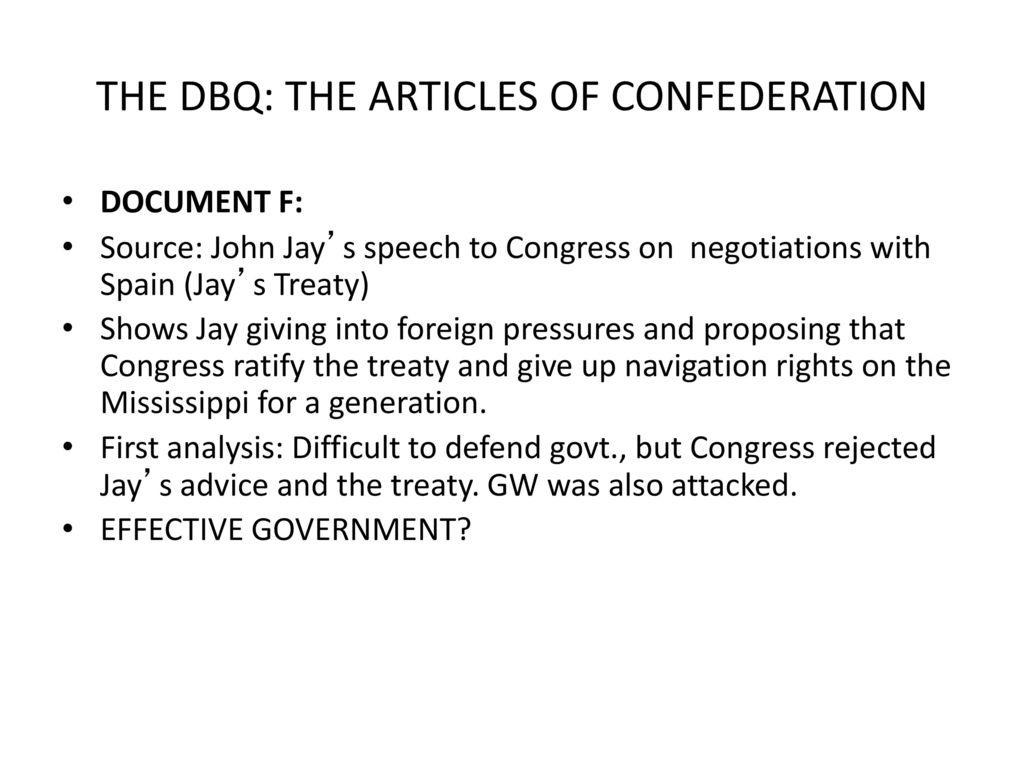 articles of confederation dbq