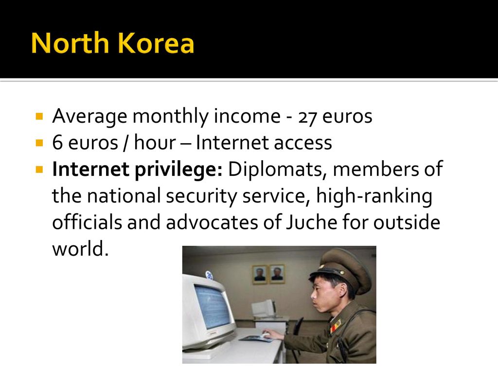 North Korea Average monthly income - 27 euros