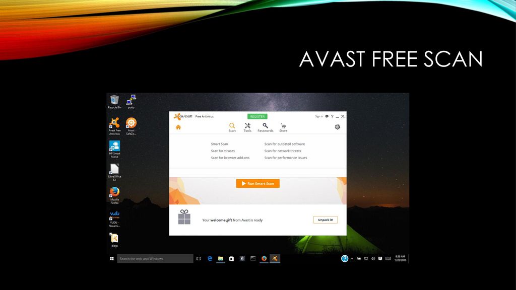 Avast free Scan With this screen this example set up is complete.