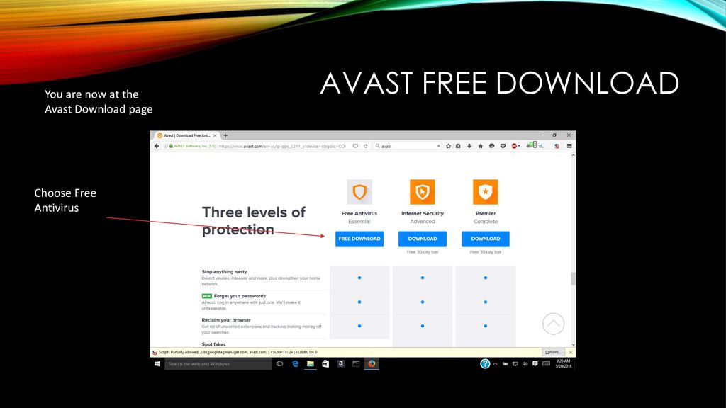 Avast free download You will arrive at the Avast Web Site