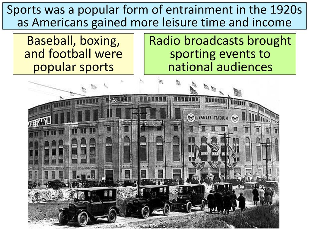 Baseball, boxing, and football were popular sports