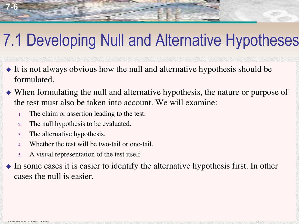 Hypothesis Tests l Chapter 221 l 221.21 Developing Null and Alternative