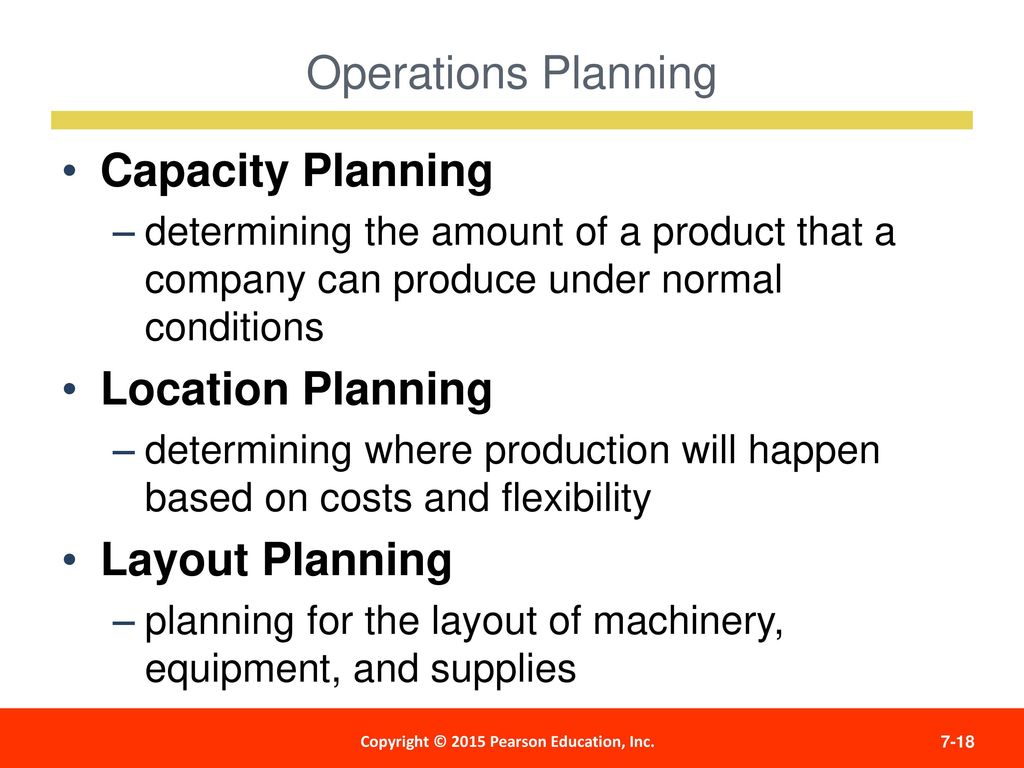 Operations Planning Capacity Planning Location Planning