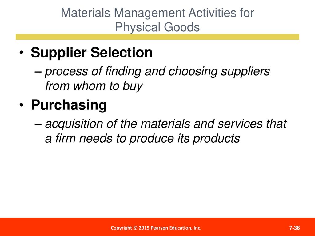 Materials Management Activities for Physical Goods