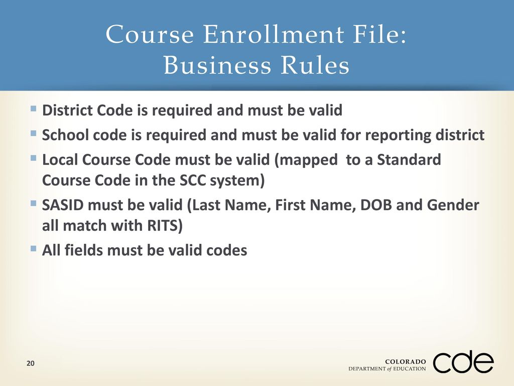 Course Enrollment File: Business Rules