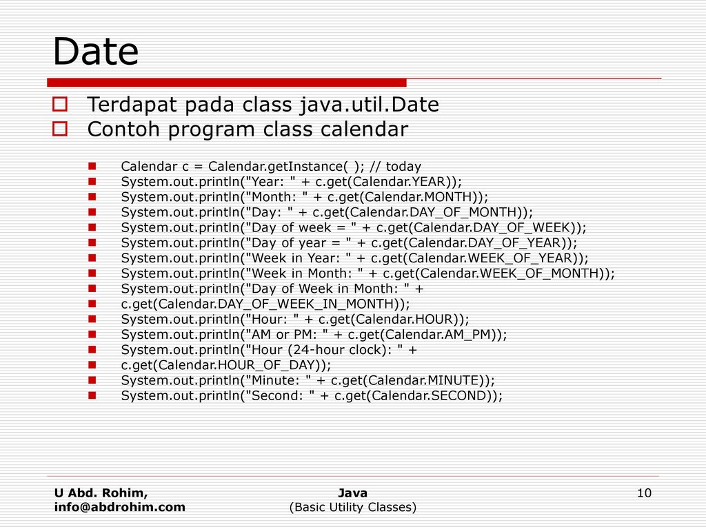Basic utility classes u abd rohim mt mailto ppt download