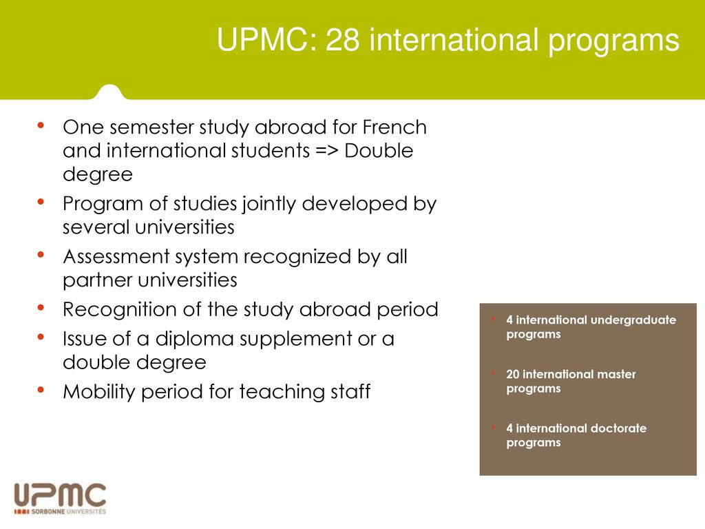 UPMC: 28 international programs