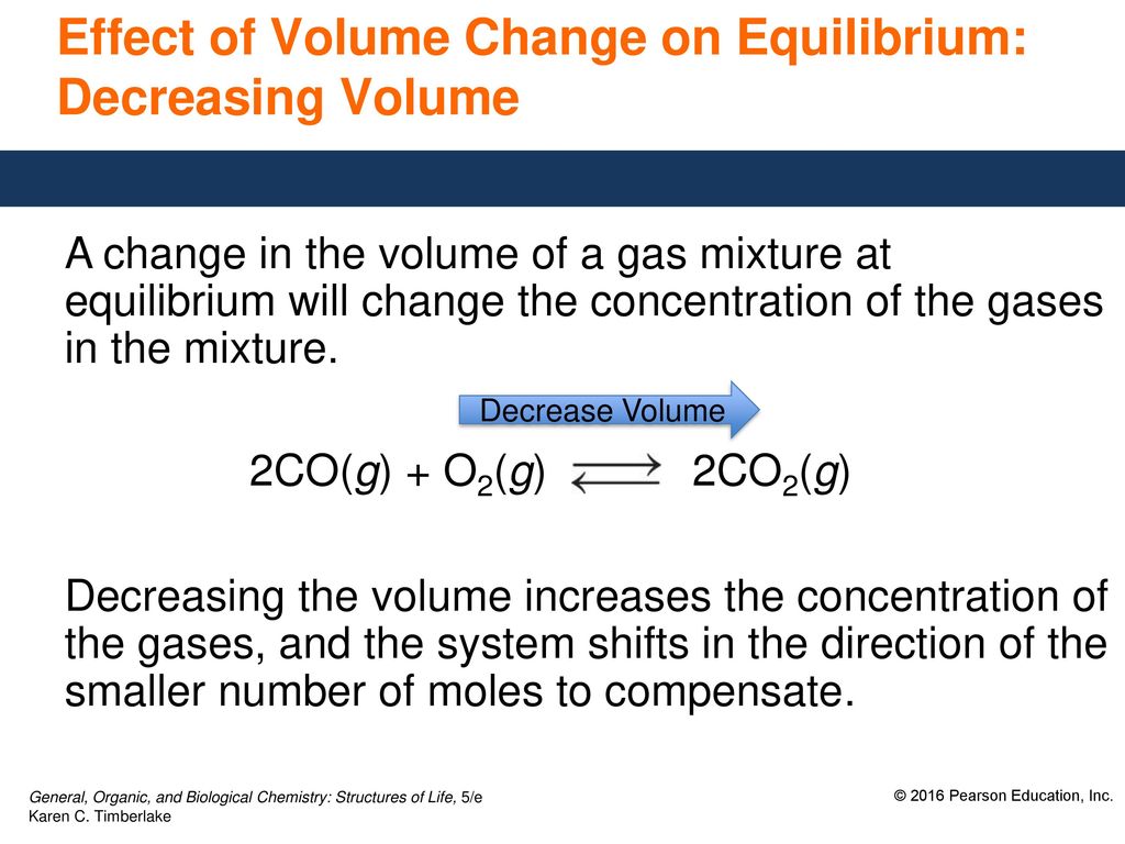 Effect of Volume Change on Equilibrium: Decreasing Volume