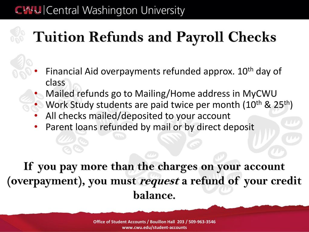 Tuition Refunds and Payroll Checks