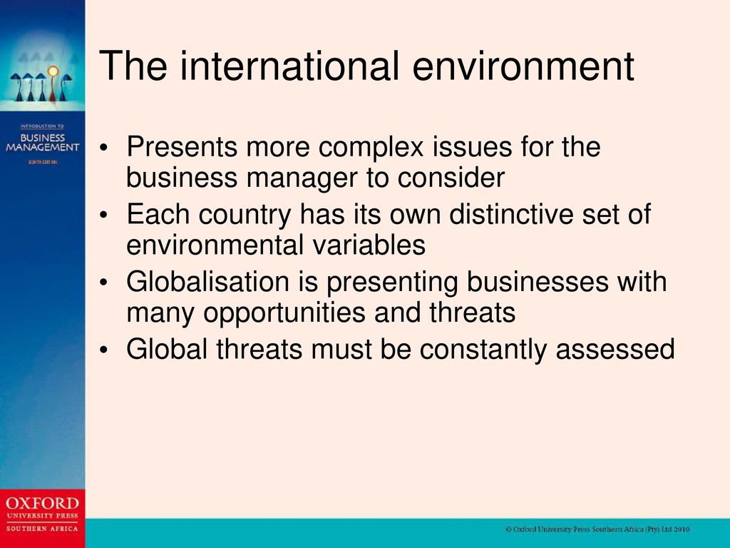 The international environment