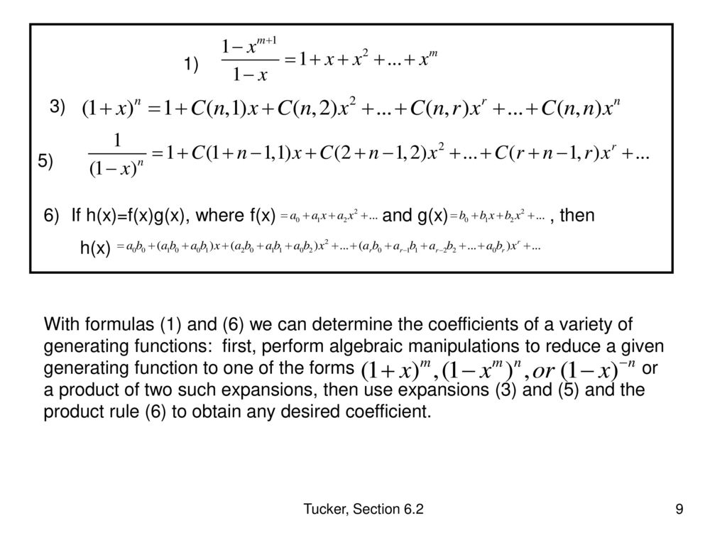 Section 6 2 Calculating Coefficients Of Generating Functions Ppt Download