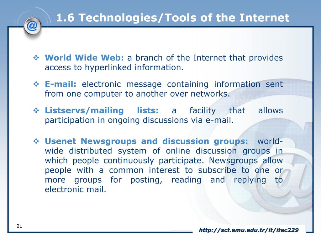 1.6 Technologies/Tools of the Internet