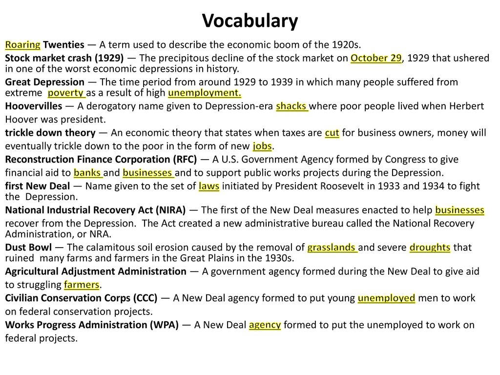 Week 20 Unit Ii Ends 1920s Great Depression The New Deal Ppt Download